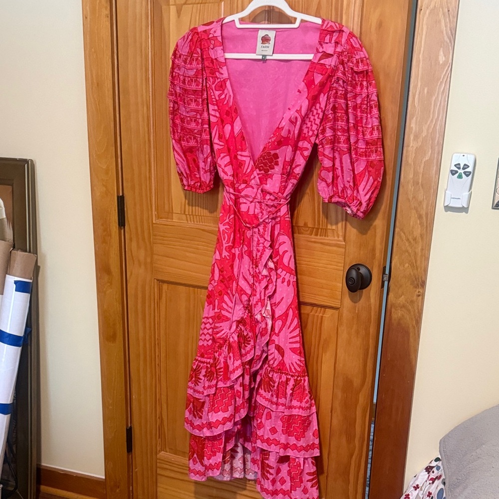 FARM Rio Pink & Red Floral High-Low Dress